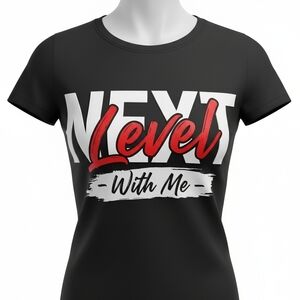 Gildan Black Tee with Red and White Graphic